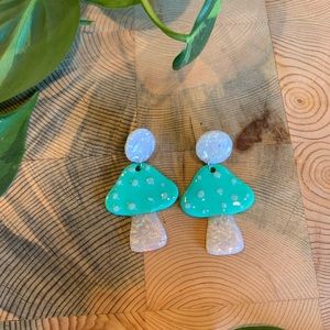 Funky Sparkle Mushroom Earrings